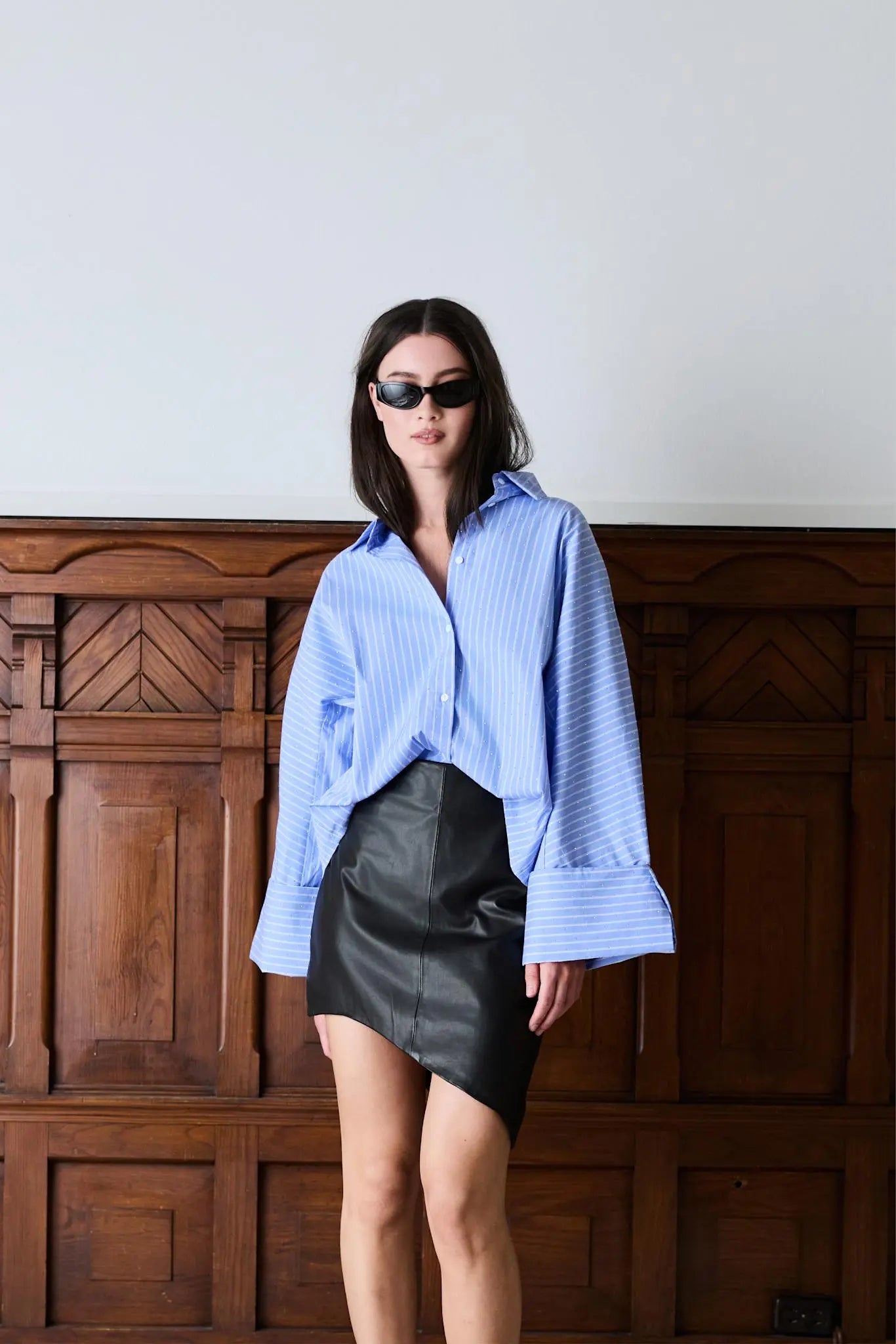 IBEN ASSYMETRIC LEATHER SKIRT Black – Iben