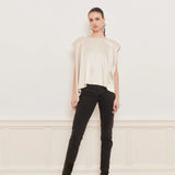 IBEN POISE SATIN CAPE TOP - Cream