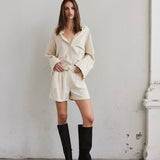 IBEN ZEPHYR LINEN SHORTS - Straw