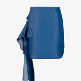 AIR CHAMRAY SKIRT - Blue