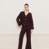 IBEN ATARI RIB CARDIGAN - Burgundy
