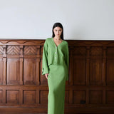 IBEN ATARI RIB CARDIGAN - Leaf Green