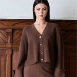 IBEN ATARI RIB CARDIGAN - Walnut Brown