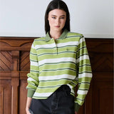 IBEN GRIT PIQUE SWEATER - Leaf Stripe