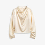IBEN BEVERLY SATIN TOP - Pearl White
