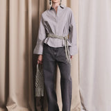 IBEN ATARI EMBELLISHED SHIRT GREY - Grey Stripe