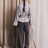 IBEN ATARI EMBELLISHED SHIRT GREY - Grey Stripe