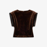 IBEN SUNSET VELOUR TOP - Cocoa Brown