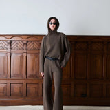 IBEN SERGE MERINO PANTS - Brown Melange